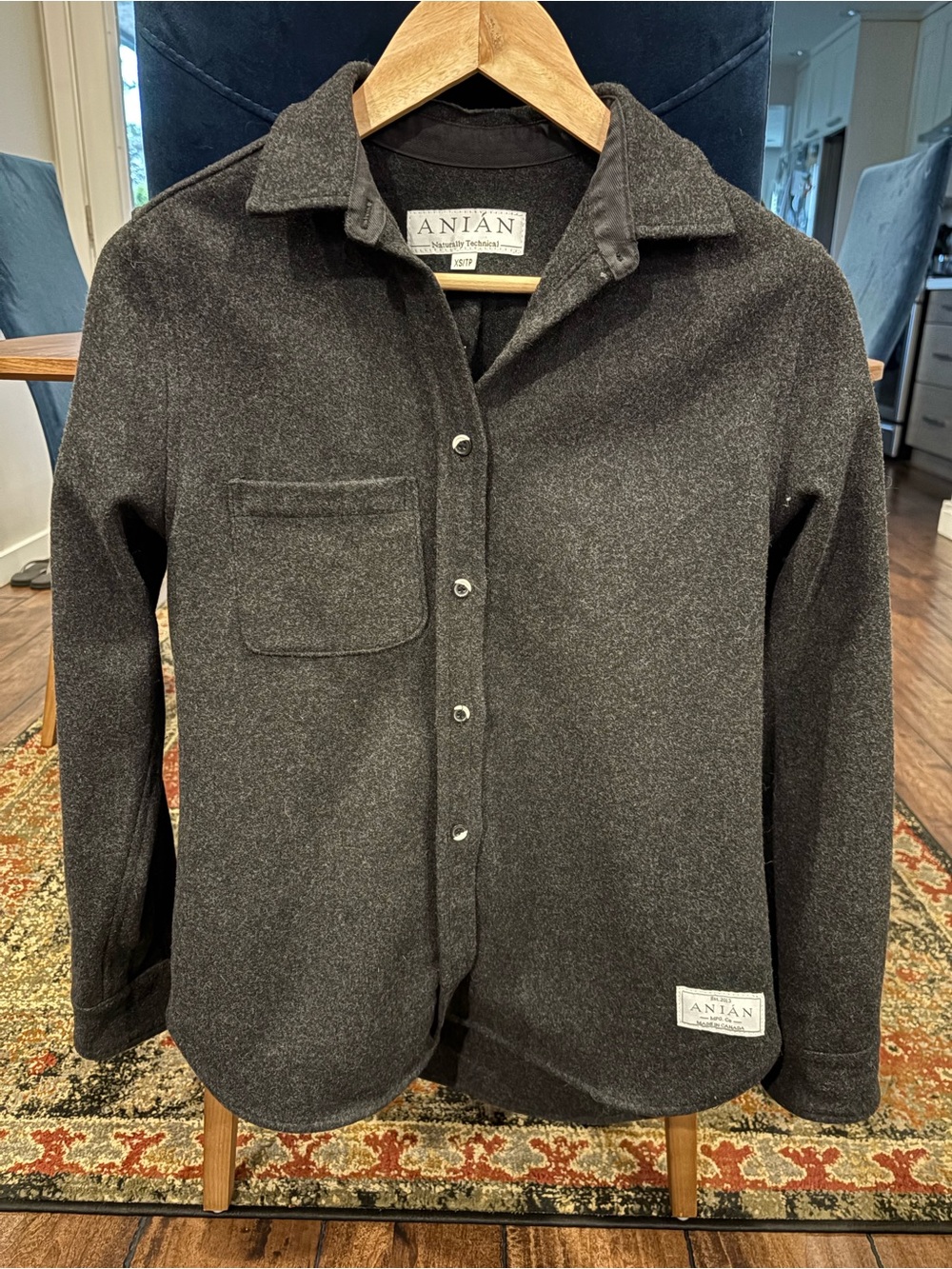 Antian Women's Charcoal Button-Down Shirt Jacket